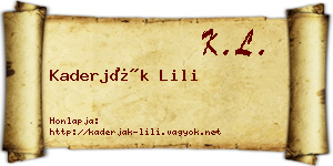 Kaderják Lili névjegykártya